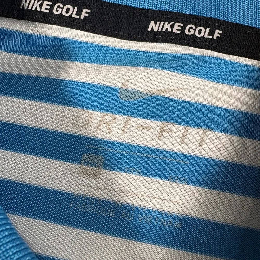 Nike Golf Polo Shirt Mens 2XL Blue White Striped Dri-FIT 891239-406